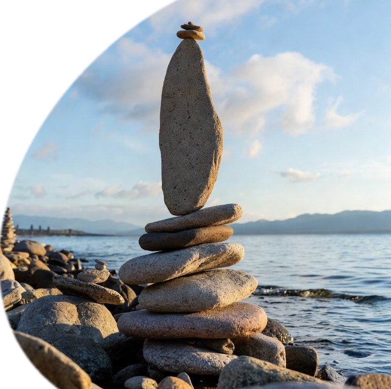 Zen Socks Header, Balanced & Stacked Stones